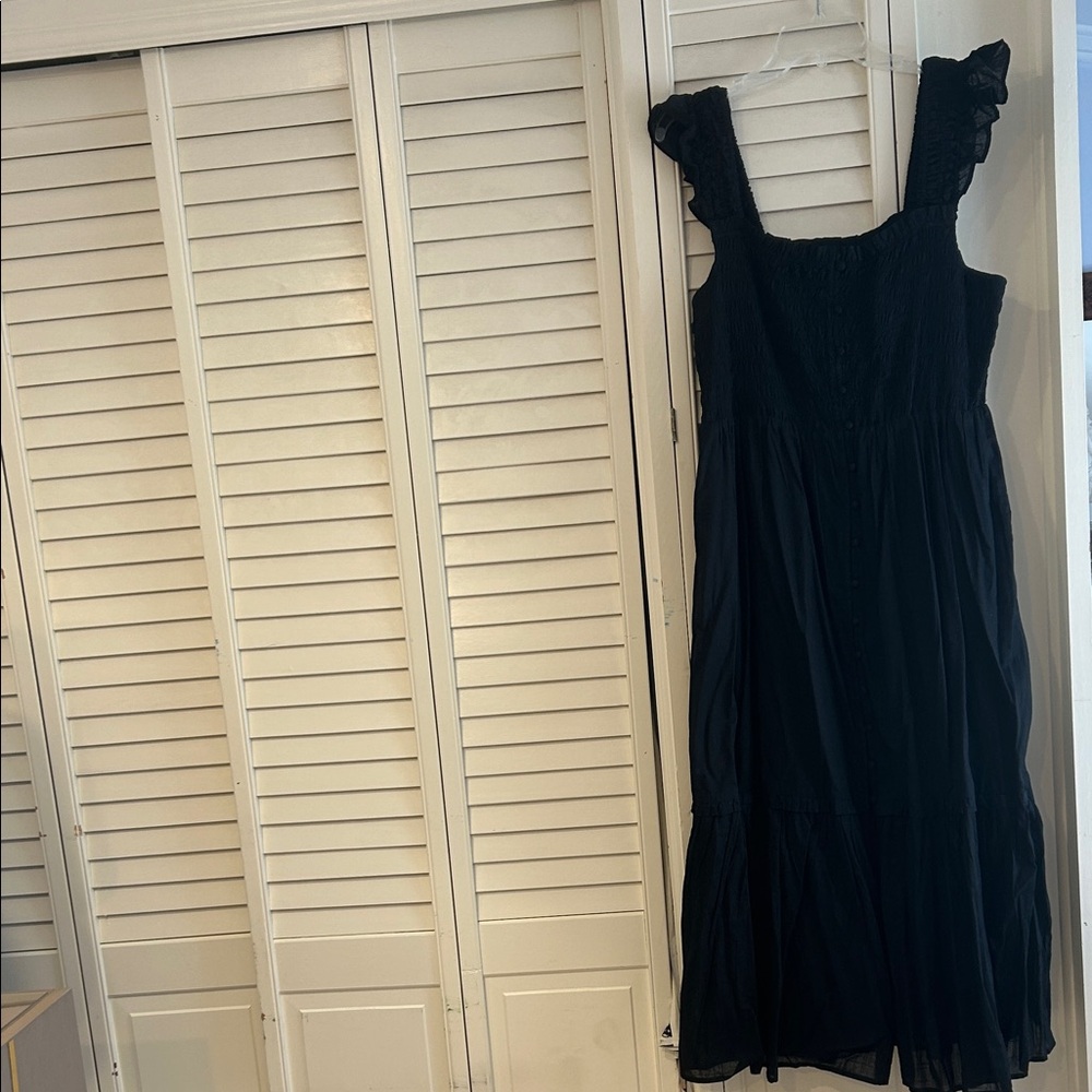 Anthropologie Peregrine Black Sundress with Ruffled Straps - Women's Dress